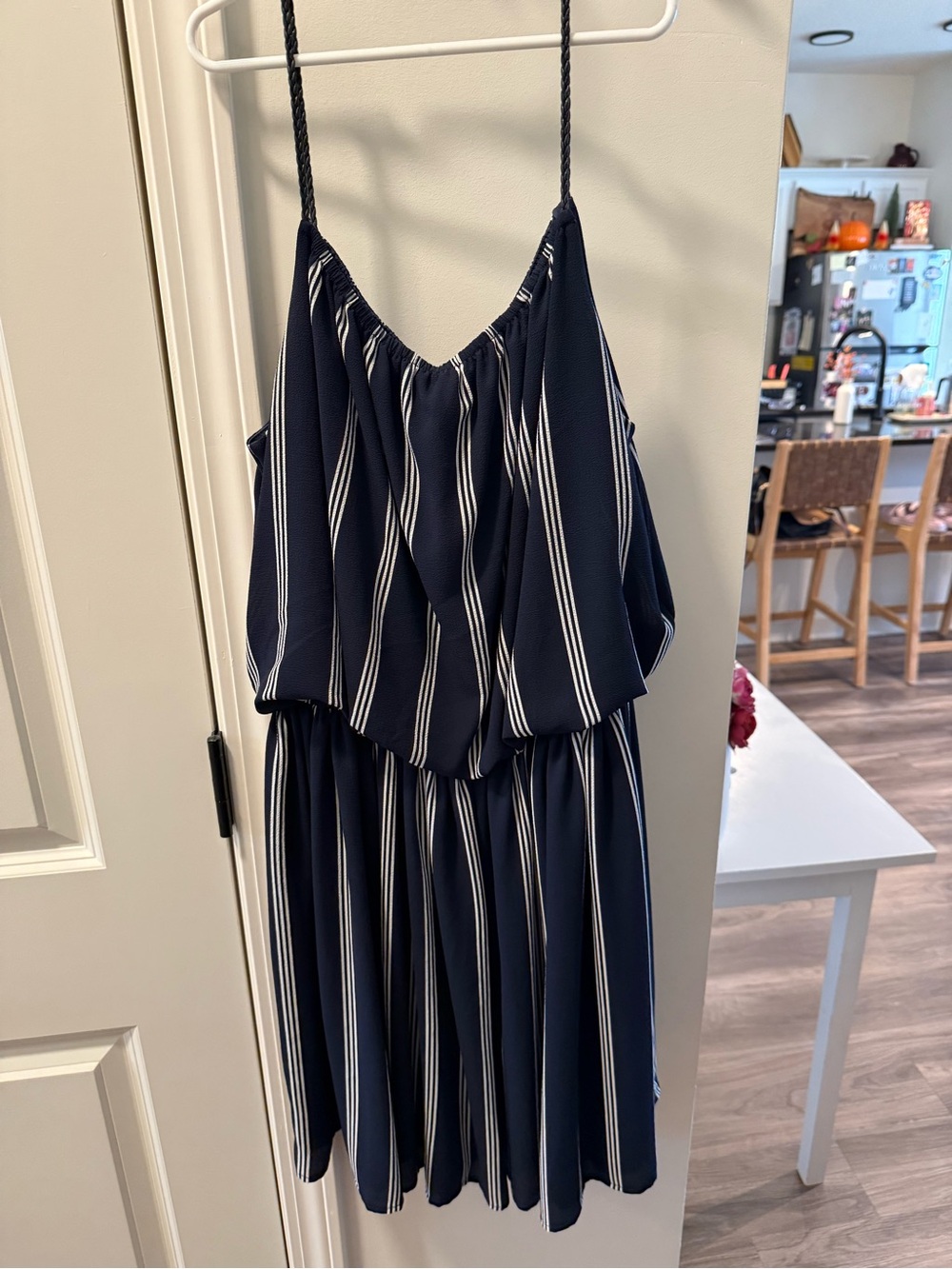 Navy and White Striped Bubble Dress